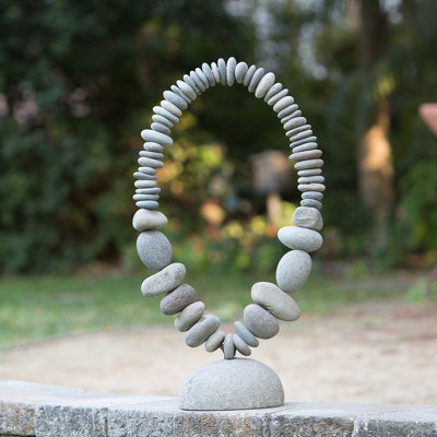 Stone Oval Ring on Stand - Small 30"H