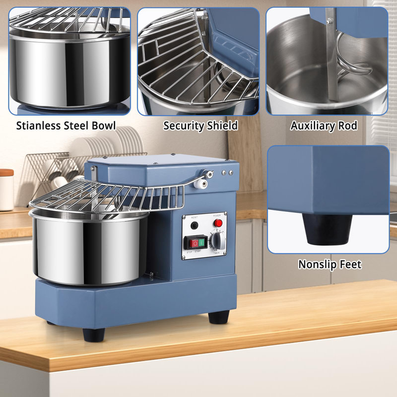 Garvee Commercial Dough Mixer 10.5Qt, 650W Dual Rotating Dough Kneading Machine with Food-Grade Stainless Steel Bowl, Security Shield & Timer, Electric Spiral Mixer for Restaurant Bakery Pizzeria