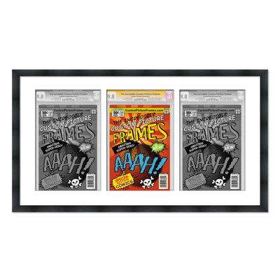 Cadre de bandes dessinées avec 3 ouvertures classées pour reproduire 3 bandes dessinées horizontalement avec acrylique UV, support et quincaillerie