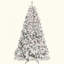 Arbre de Noël floqué avec 150 lumières UL et 21 pommes de pin naturelles - pointes en PVC enneigées, 366 pointes, structure à charnières, support en métal stable, installation facile-427351666