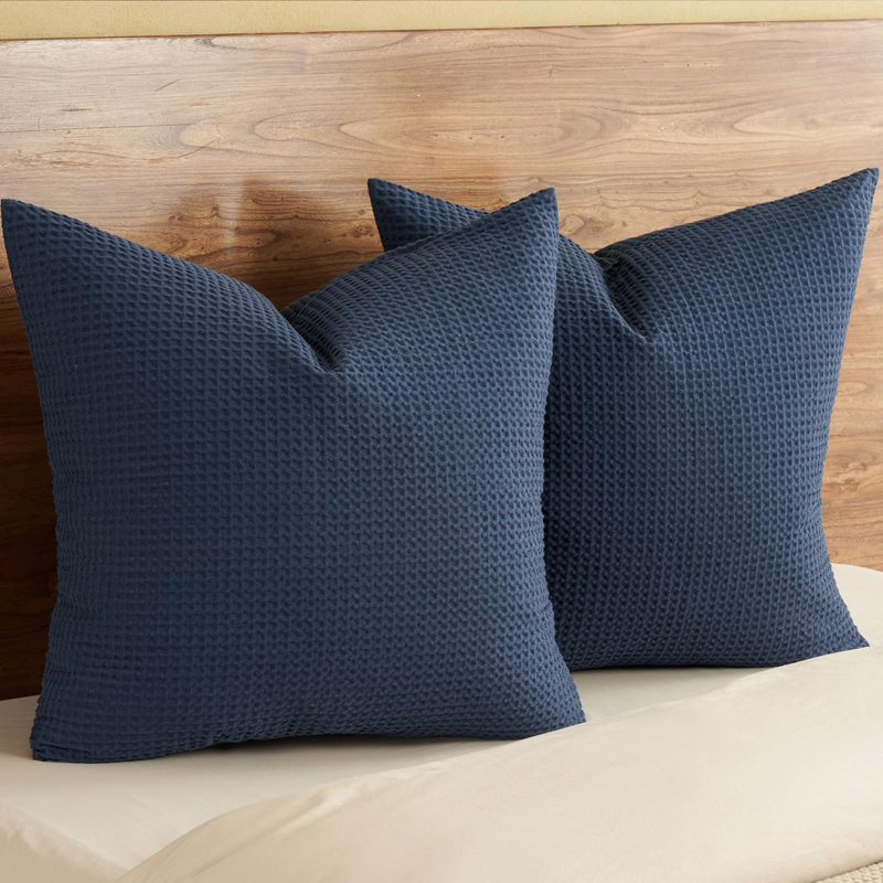 PHF 100% Cotton Waffle Weave Pillow Cover, 2 Pack Elegant Home Decorative Square Throw Pillow Covers for Bed Couch Sofa