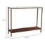 Console, plateau en marbre blanc uni, structure en fer, élégance contemporaine, finition cuivre antique