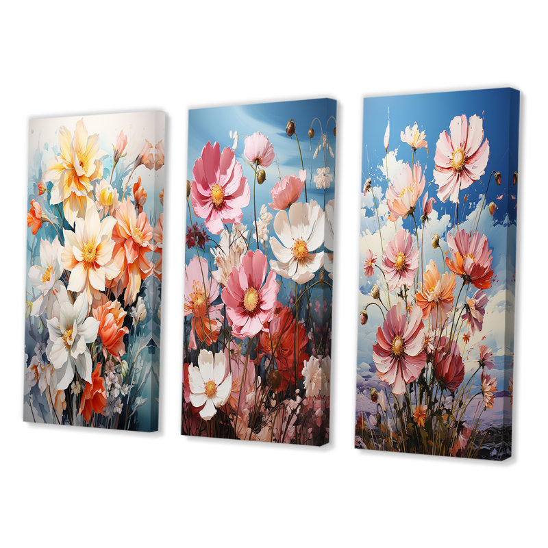 «Meadow Daffodil Dance», 3 pièces sur toile, Toile tendue, H 28 po x l 36 po