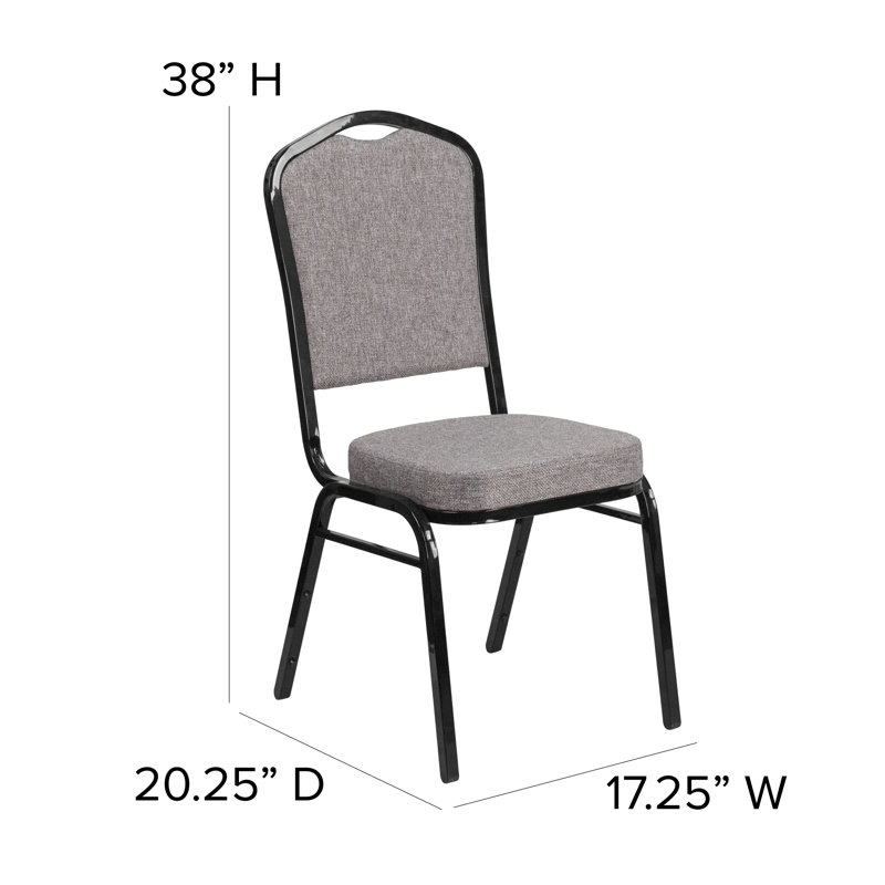Chaise de banquet empilable Oliverson, Cadre noir, Tissu gris, 4
