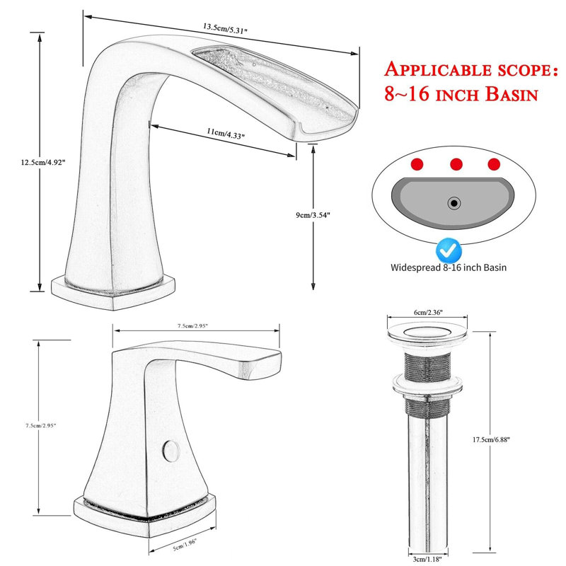 Robinet pour salle de bain à 2 poignées avec drain