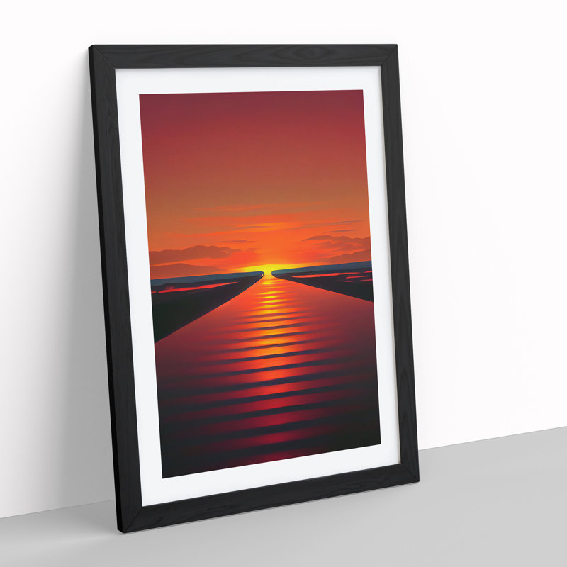 Boundless Sunset View - Wall Art, Black Framed, 66cm H x 48cm W x 2cm D, White