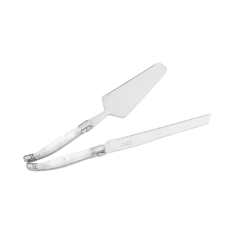 French Home Laguiole Connoisseur 2-Piece Cake and Pie Server Set with Pearl White Handles