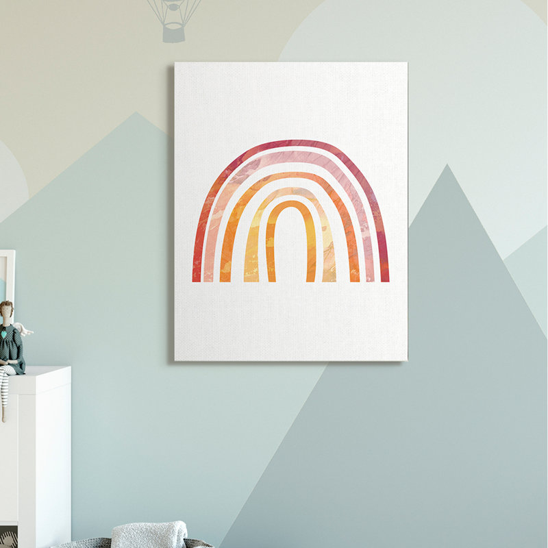Arc-en-ciel chaud avec texture de ciel abstrait, Toile tendue, H 48 po x l 36 po x P 1,5 po