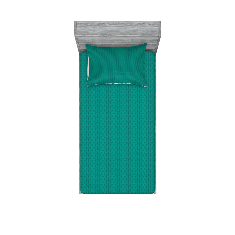 Drap-housse et taies décoratives bleu sarcelle Ambesonne, Ensemble de draps pour lit simple + 3 pièces supp