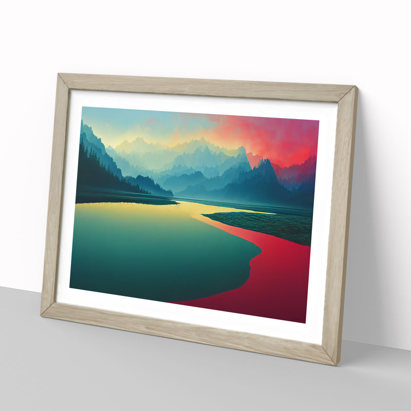 Abstract River - Framed Print, 46cm H x 64cm W x 2cm D, Oak Framed
