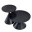 Ensemble de 2 tables basses rondes, plateau de table à motif noir avec base en acier, table basse multifonctionnelle à la mode-105946349
