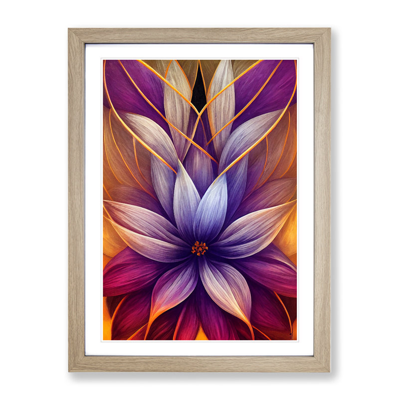 A Super Flower - Single Picture Frame Print, 34cm H x 25cm W x 2cm D, Oak