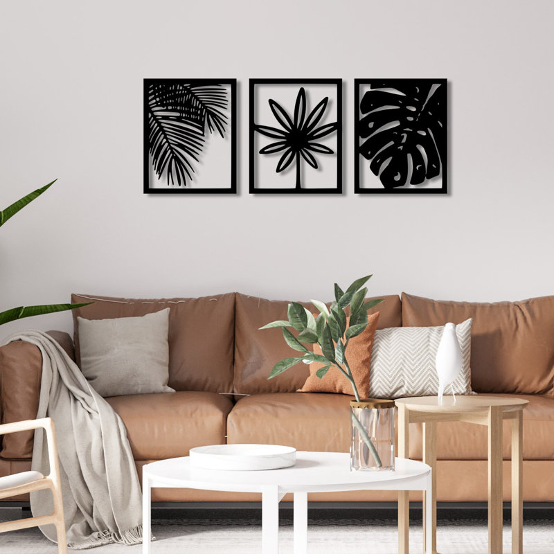 Elegant Decorative Metal Wall Accessory, Black Finish, 51.6 x 19.7 inches | 100% Metal Construction, Thickness: 0.05 inches | Modern Design for Home Décor & Office Spaces, Durable and Stylish Accent Piece
