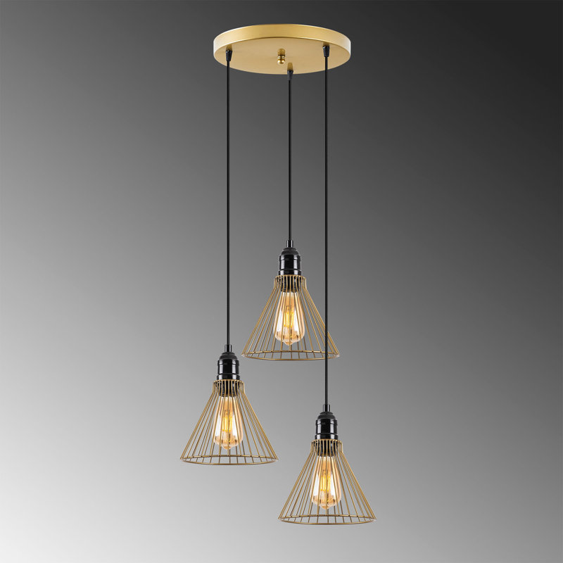 Luminaire suspendu conique à 3 lumières