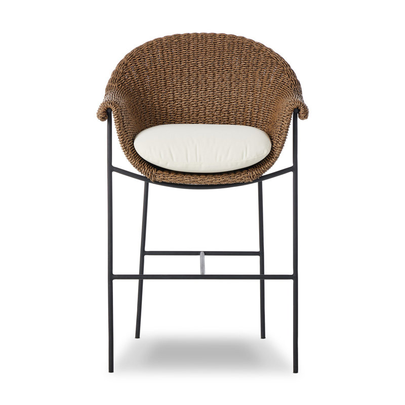 Suerte Outdoor Bar Stool, Black/Brown, Cream