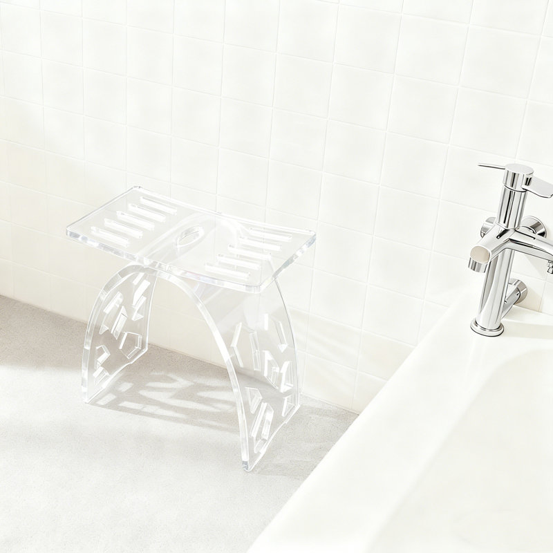 Acrylic Shower Stool, Heavy Duty Bathroom Bench, Bath Stool With Water Leaking Channel, Clear
