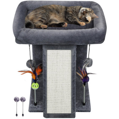 Arbre à chat, tour à chat avec poteau à griffer pour chats d'intérieur, centre d'activités, arbre d'escalade, meubles pour chat avec boules de jeu ludiques, gris