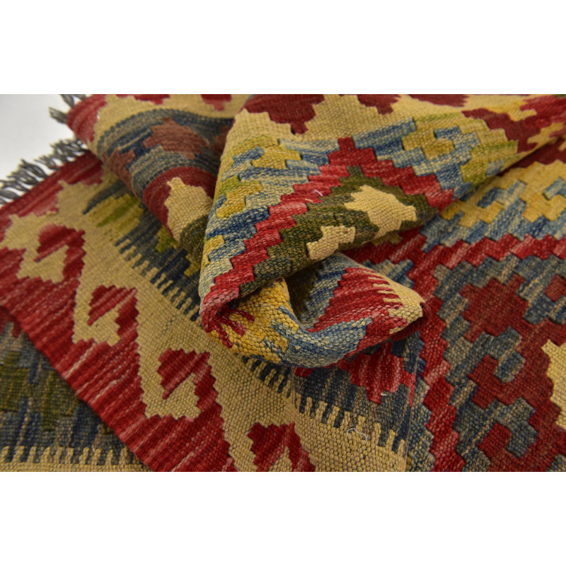 Tapis de zone en laine rouge/brune 3 pi 7 po x 6 pi 9 po one-of-kind à la main noué la Lorain