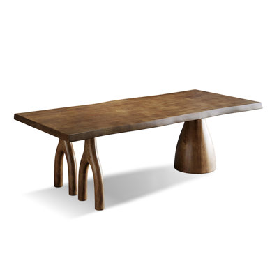 Nut-brown Free form Solid Wood Dining Table by Cozynest