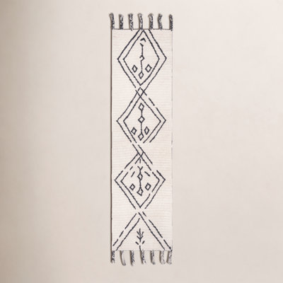 Ezzie Ivory Black Hand-Tufted Wool Moroccan Rug