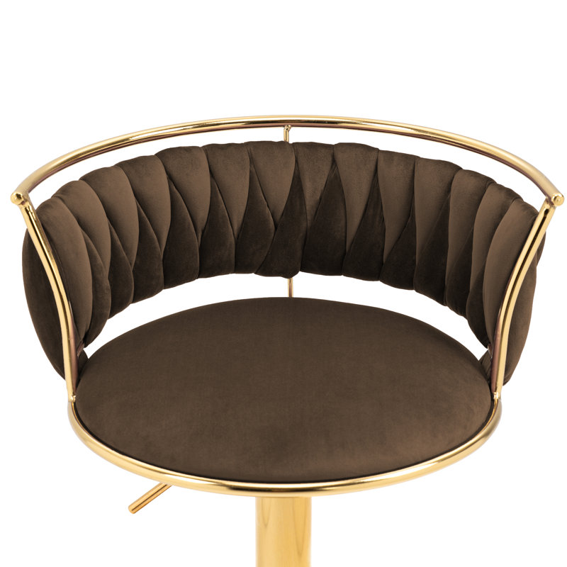 Christal Swivel Upholstered Adjustable Height Counter Stool, Coffee, Gold