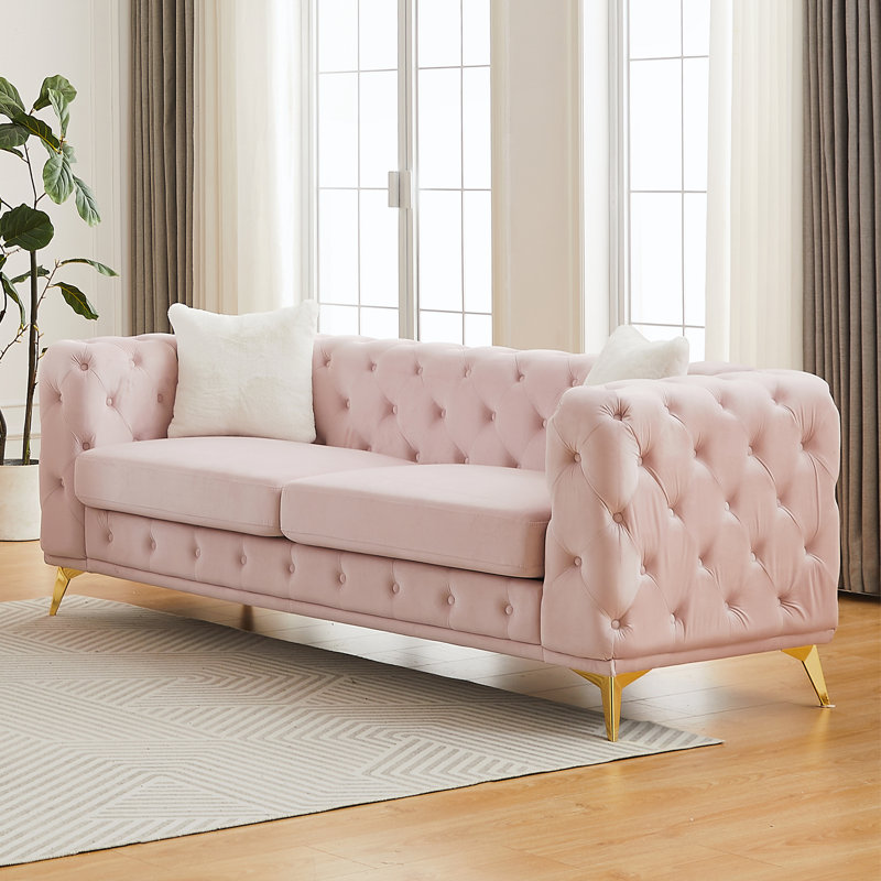 Canapé moderne pour le salon, Rose, H 30,25 po x l 82,5 po x P 32,75 po