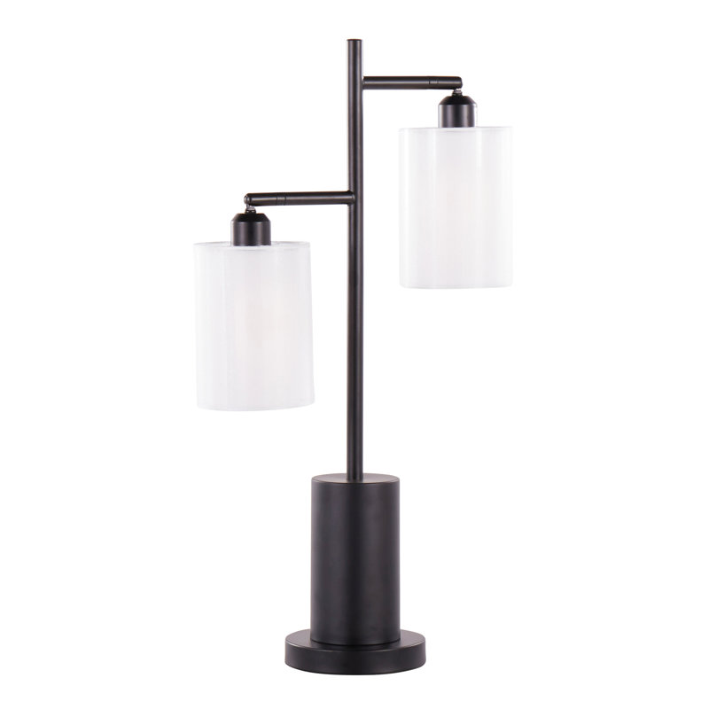 Lampe de table contemporaine en métal noir avec abat-jour blanc par Lumisource, Noir