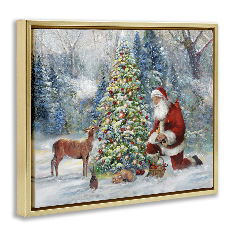 Père Noël et bébé cerf, estampe numérique par Ruane Manning
