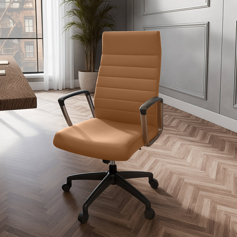 Hilton High-Back Ergonomic Faux Leather Executive Office Chair with Padded Arms, Swivel Base & Tilt Lock – Modern Adjustable Desk Chair for Home Office or Conference Room