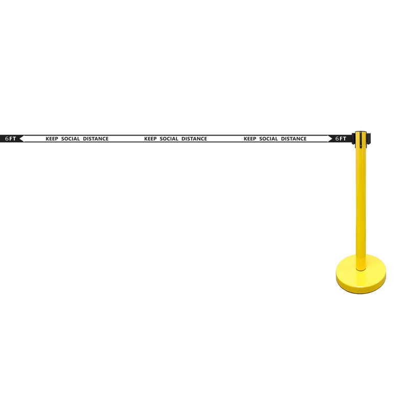 Barrière de sécurité de 36 po pour ceinture de sécurité rétractable de 36 po (6 poteaux jaunes avec 78 po Keep Social Distance + SF + WR)