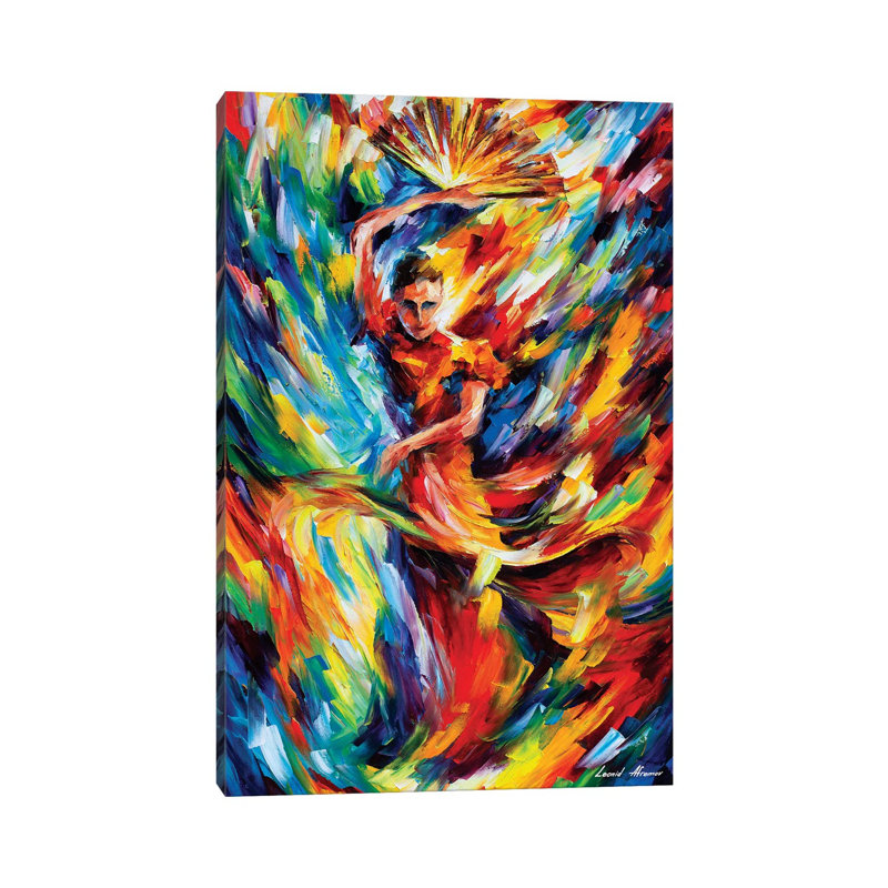 Flamenco par Leonid Afremov - reproduction d'art sur toile tendue, H 40 po x l 26 po x P 1,5 po