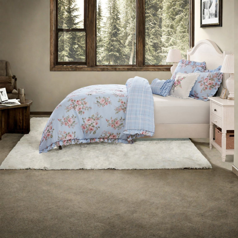 -Piece Bedding Sets, Blue Floral Twin/Twin XL Microfiber Farmhouse Bedroom