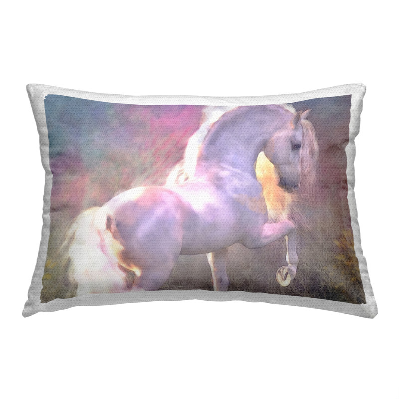Coussin d'extérieur à imprimé cheval pastel Evenglow par Laurie Prindle