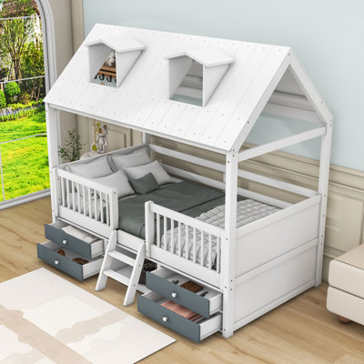 Yacine Kids Loft Bed with Drawers