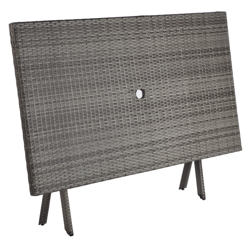 Ched Rectangular Wicker/Rattan Outdoor Folding Dining Table, Grey