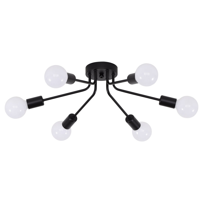 Bujer 6-Light 54cm Dimmable Sputnik Sphere Semi Flush Mount, Black