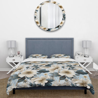 Contemporary Floral Elegance Cottage Collage II - Ensemble de housse de couette à motif floral