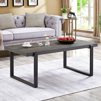 Industrial Modern Coffee Table, 44 Inch Wood & Metal Centre Table For Living Room, Home Office, Minimalist Design, Durable Construction