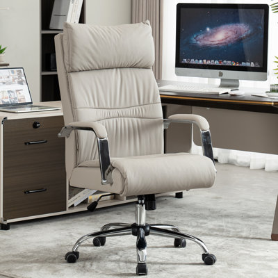 Ergonomic Tufted Faux Leather Executive Office Chair with Padded Armrest