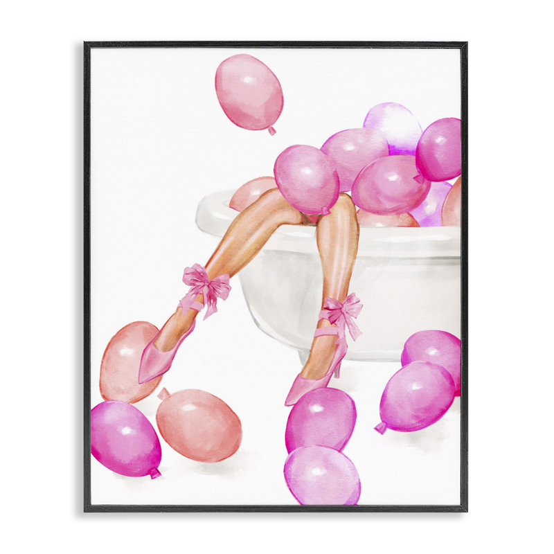 Ballon de bain avec talons glamour, estampe numérique, design par Ziwei Li, H 14 po x l 11 po, Giclée encadrée noir minuit