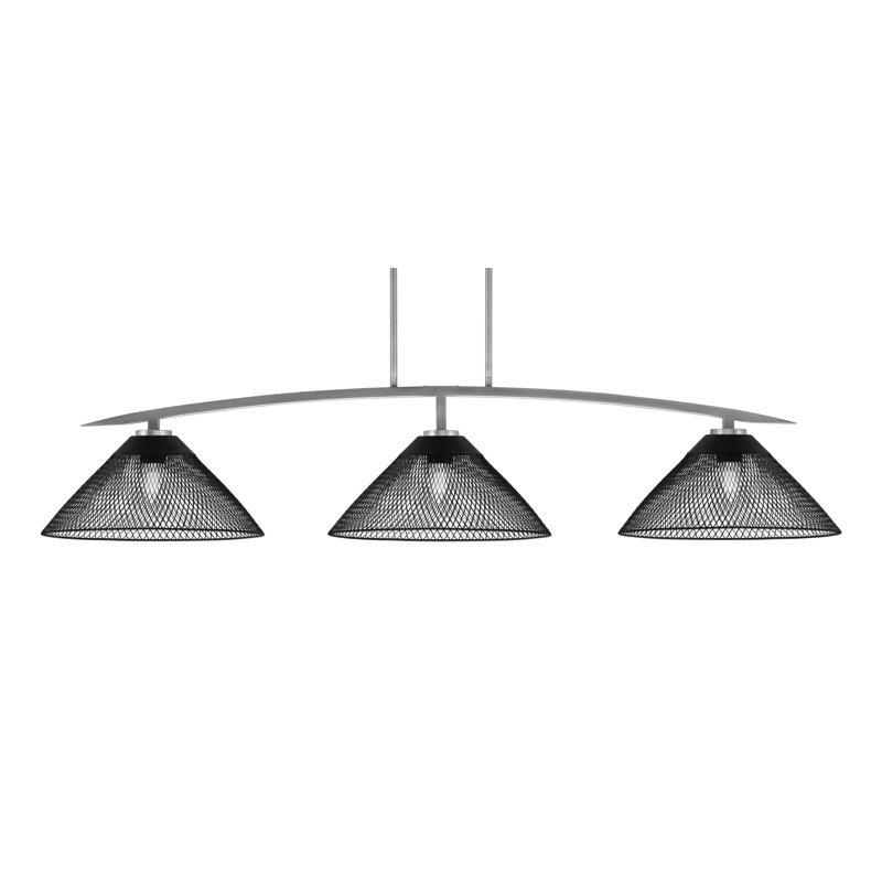 Barre d'éclairage à 3 lumières kurve au fini graphite avec abat-jour en métal cône noir mat 14 po