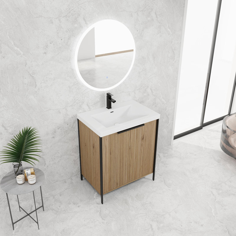 Meuble-lavabo autoportant avec lavabo en résine