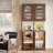 78” Rustic Corner Bookshelf Bookcase With Doors, Corner Display Cabinets With Led Light