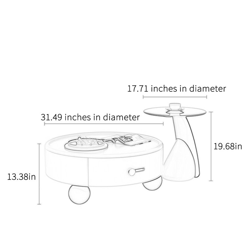 Table basse créative de style crème en bois massif, H 13,38 po x L 31,49 po x l 31,49 po