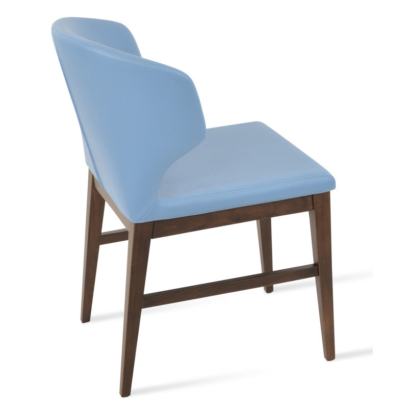 Chaise d'appoint en bois Amed Stretchers, Similicuir bleu