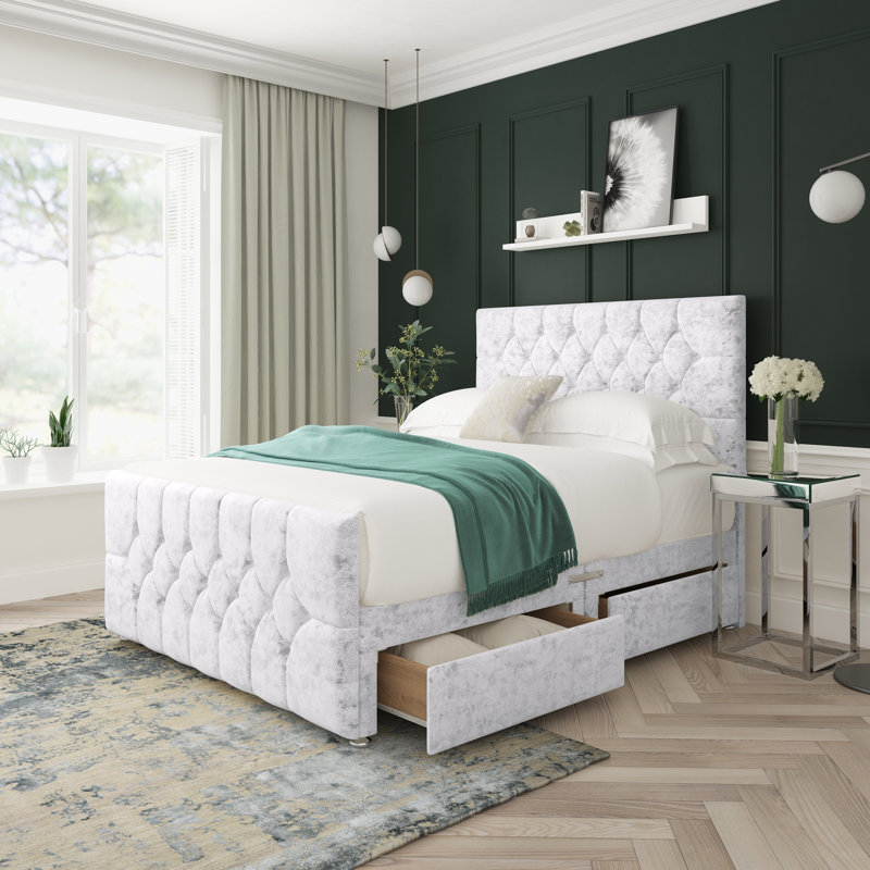 Divan Bed Base, Small Single (2'6), White, Right Side Drawers