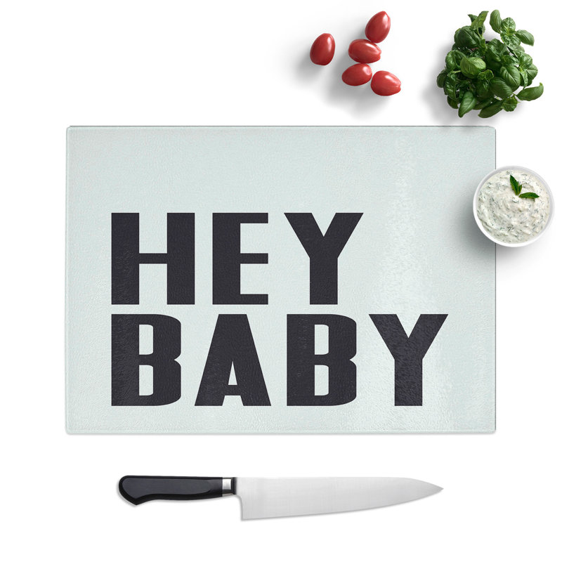 Hey Baby Typography Chopping Board, 0.4cm H x 20cm W x 28.5cm L