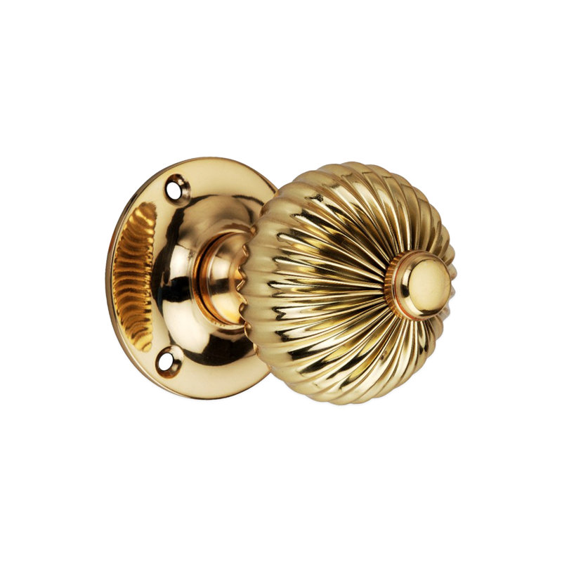 Regency Interior Mortise Door Knob, Polished Brass