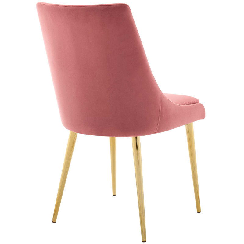 Dusty Rose Velvet Upholstered Dining Chair with Gold Metal Legs