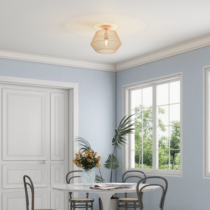 Luminaire semi-encastré 16 po Armelia avec abat-jour Ratan tissé à la main, Naturel
